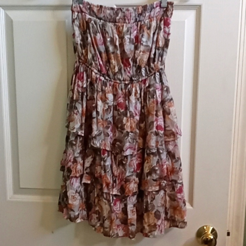 Y2K Strapless Floral Dress, M